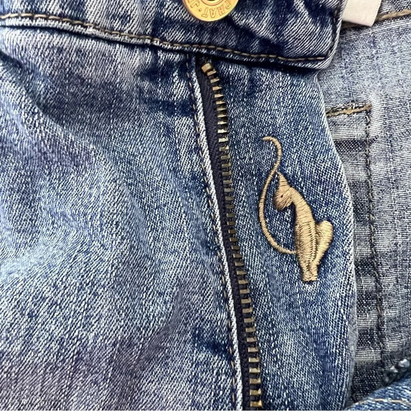 Baby phat capri pants denim jeans cat logo metal gold hardware  y2k 2000s - Picture 11 of 13